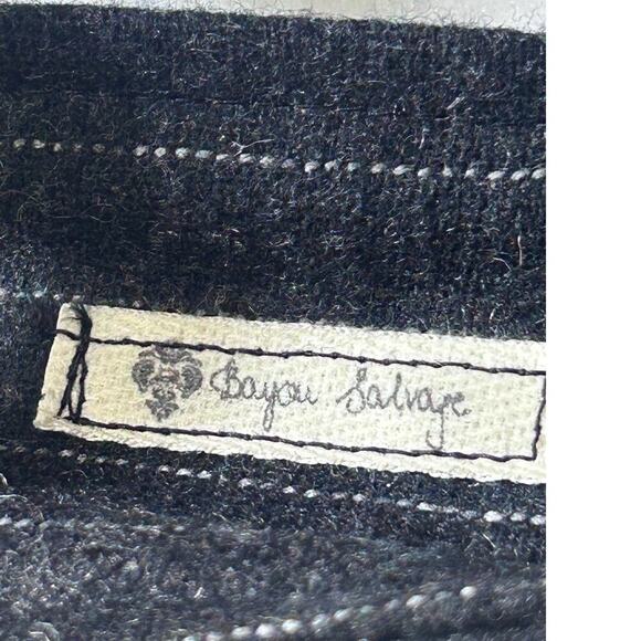 Bayou Salvage Stripe Gray White Ruffled Shoulder Bag Handmade Boho Hippie Fabric - Picture 3 of 7